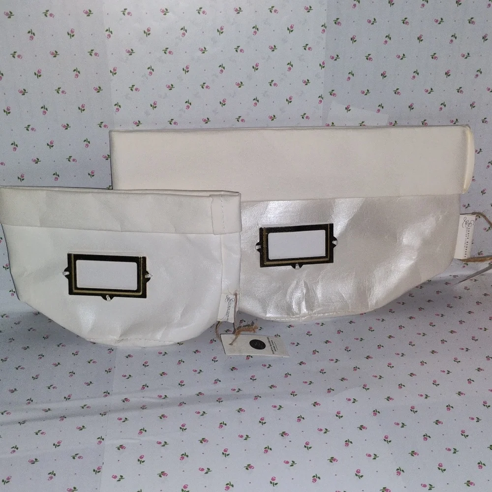 SANTA BARBARA DESIGN: Set of 2 White Washable Paper Sturdy Holders